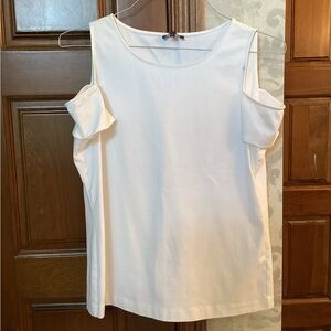 Lafayette 148 New York Cream Cold Shoulder Blouse